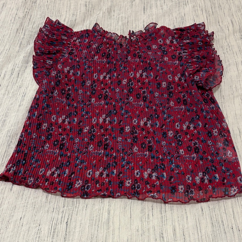 Anthropologie Red Floral Blouse